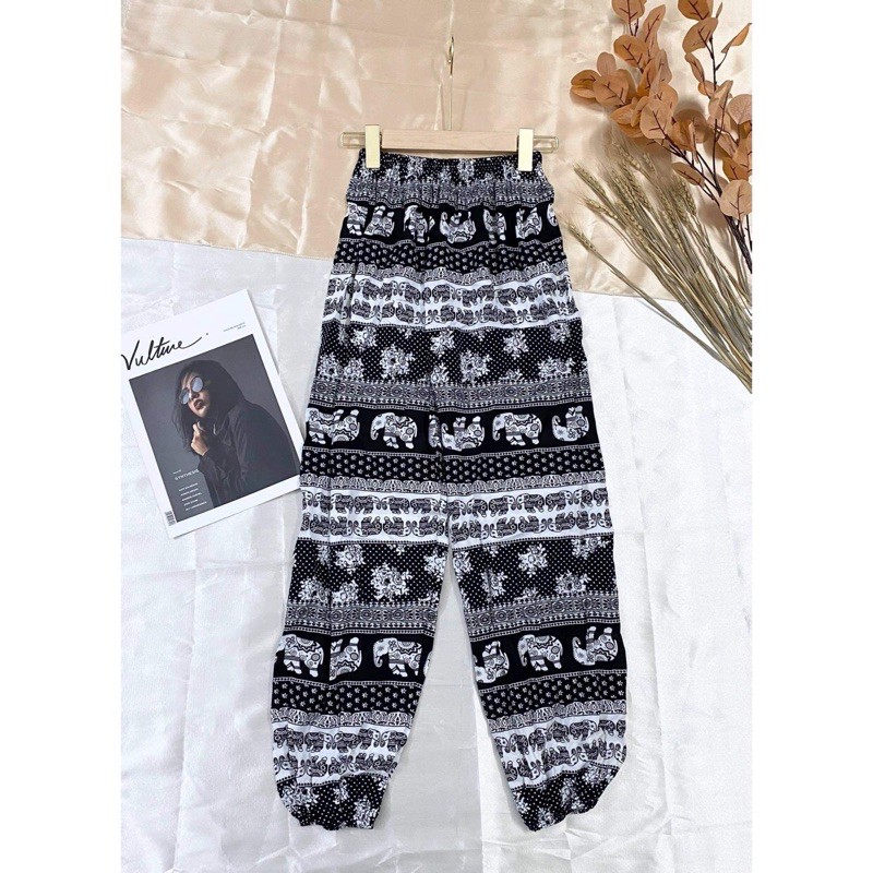 Quần Alibaba quần lanh bom thổ cẩm dáng dài ( lanh lụa không nhăn được chọn mẫu )