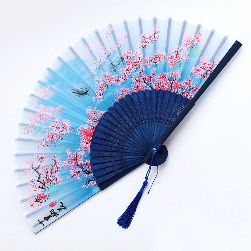 Quạt cổ trang dây tuyến hoa đào Chiết Nhan loại 2 Quạt xếp cầm tay phong cách Trung Quốc
