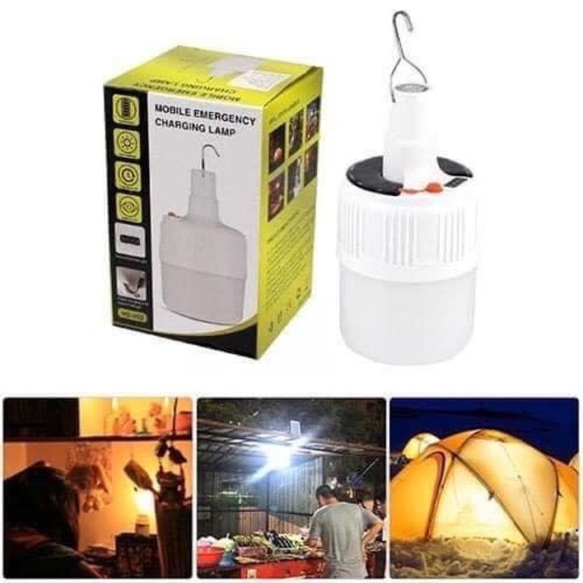 Bóng Đèn Buld Tích Điện 2 Chế Độ Sạc Pin Và Năng Lượng Mặt Trời Có Remote Điều Khiển