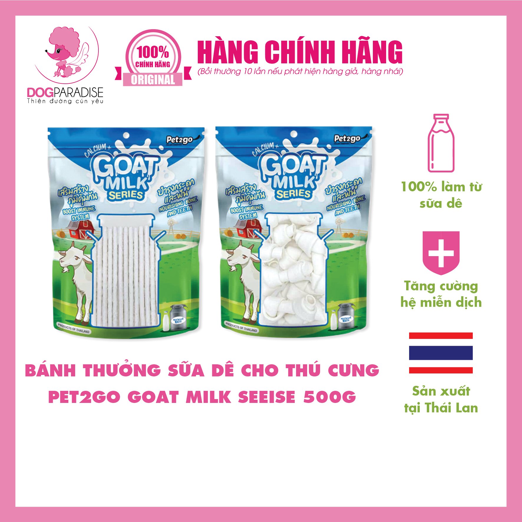 Bánh thưởng sữa dê cho thú cưng Pet2go Goat Milk Seeise 500gr