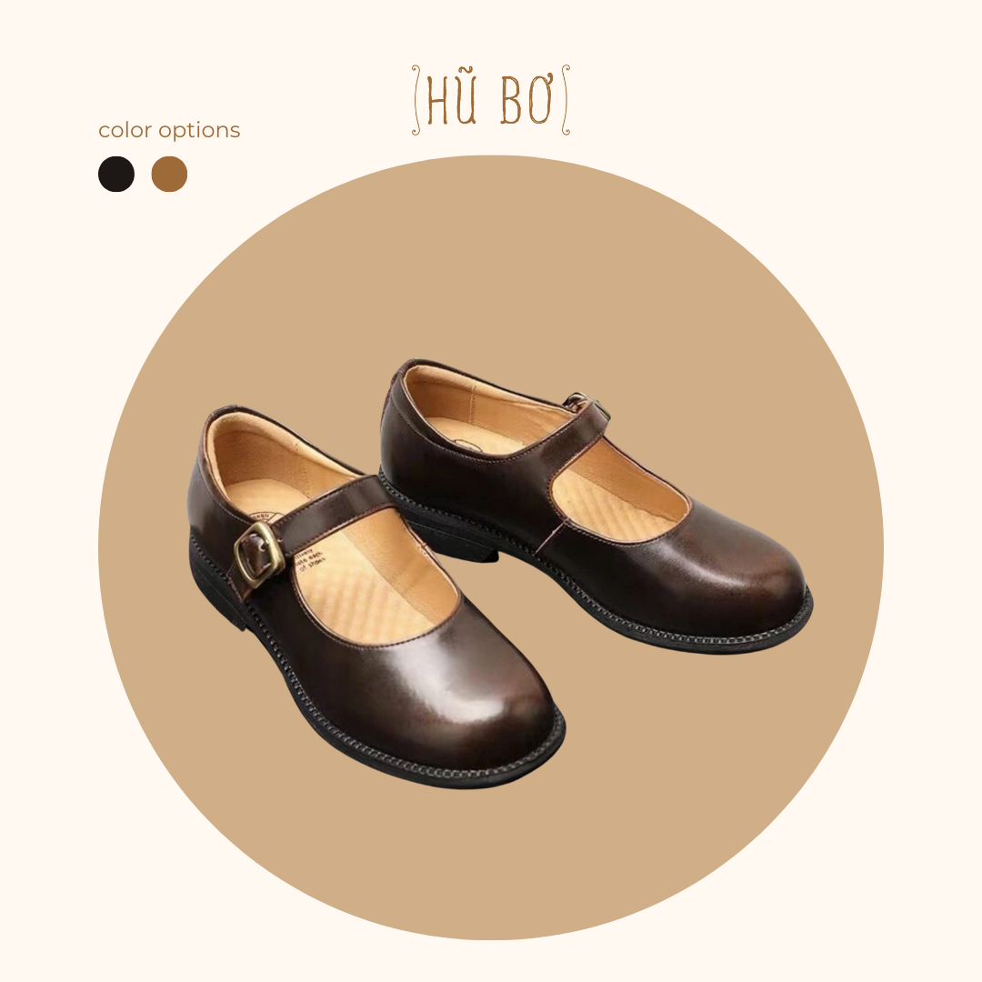 Mary Jane shoes (bản đế thấp)- Giày da bò nữ