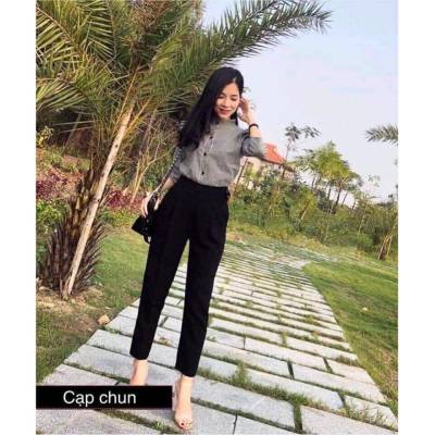 Quần tây chun sau khoá sườn