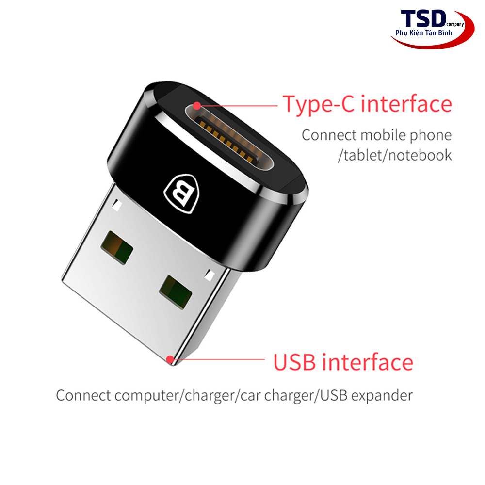 Đầu Chuyển USB Sang Type-C Tốc Độ Cao Baseus ( Max 5A )