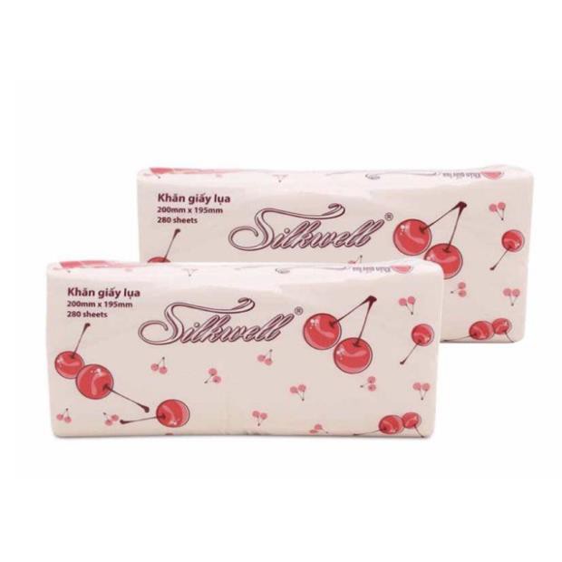 Giấy Ăn Rút Silkwell Đỏ 280 Tờ (Combo 7 gói)