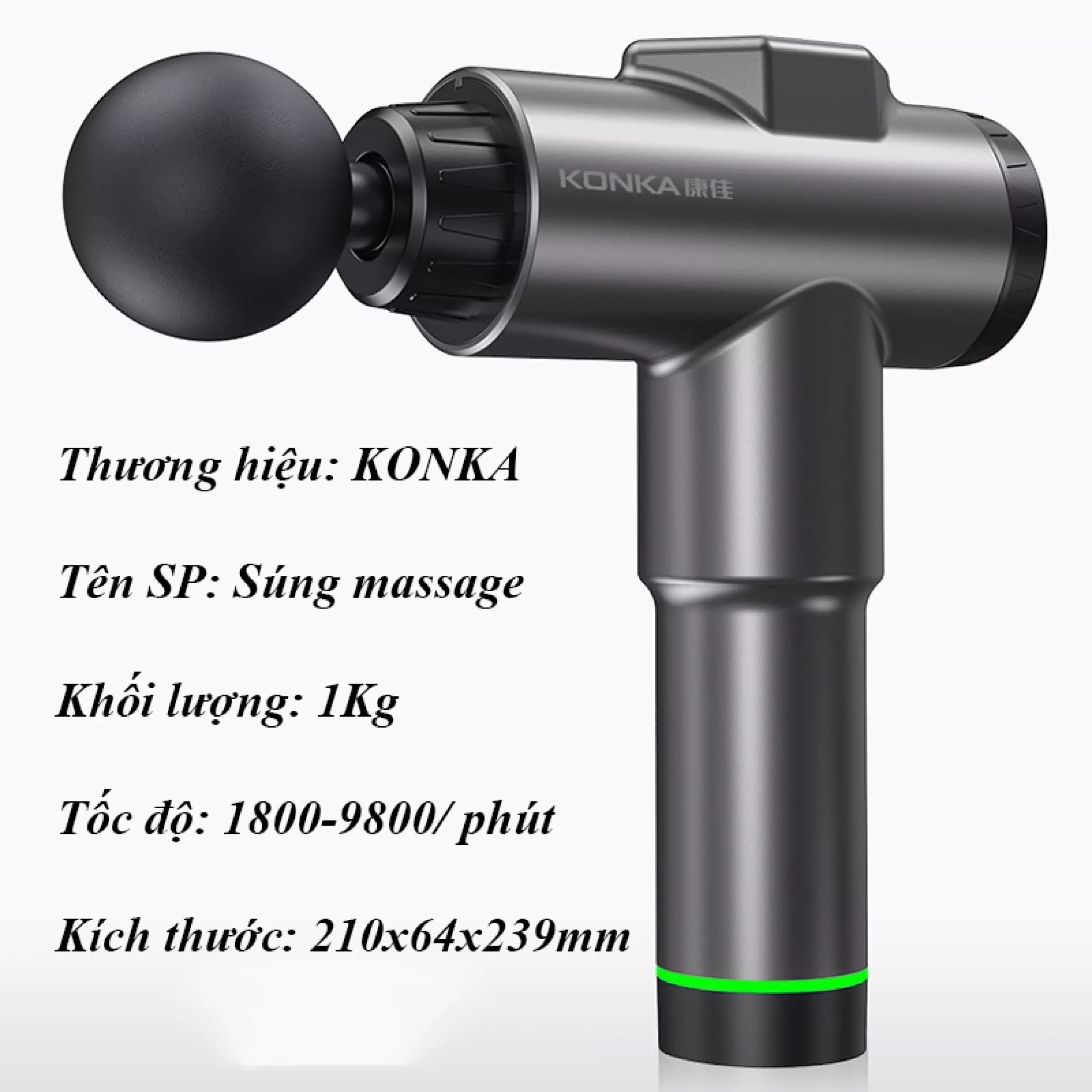 Súng Massage Konka L6608 Cao Cấp 8 Đầu Mát Xa Trị Liệu Giảm Đau Cơ Hiệu