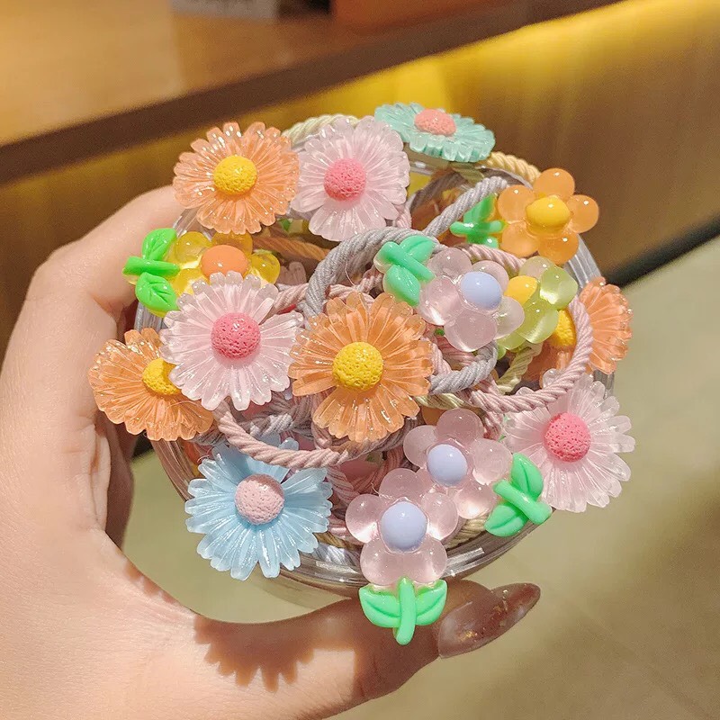 Hộp 30 cột tóc hoạt hình, trái cây dễ thương tiện lợi cho bé phong cách Hàn Quốc - Selenshop