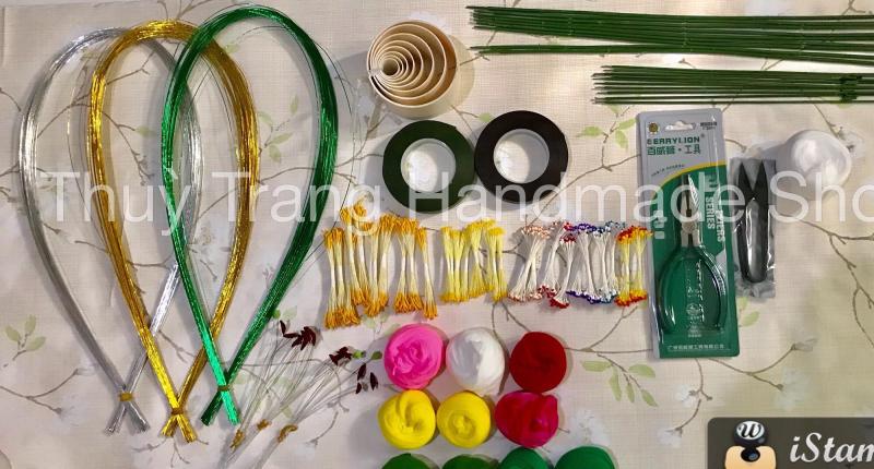 combo nguyên liệu và dụng cụ hoa voan cho người mới làm