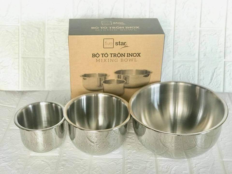 [HCM]BỘ THỐ INOX 3 MÓN FIVESTAR