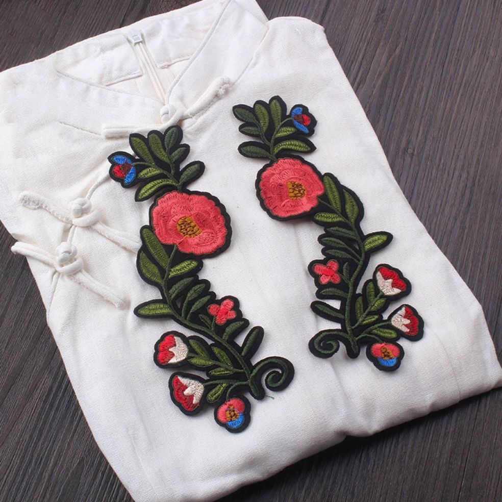 2 Miếng Thêu Dán Ủi Hoạ Tiết Hoa Dây Trang Trí Quần Áo Túi Xách Dễ Thương Cực Đẹp