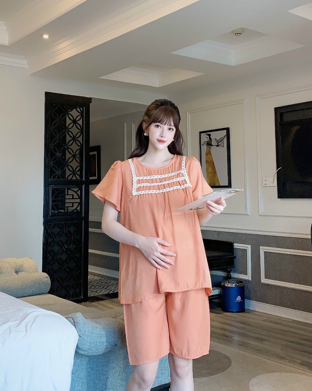 bộ đồ bầu mặc nhà kết hợp sau sinh