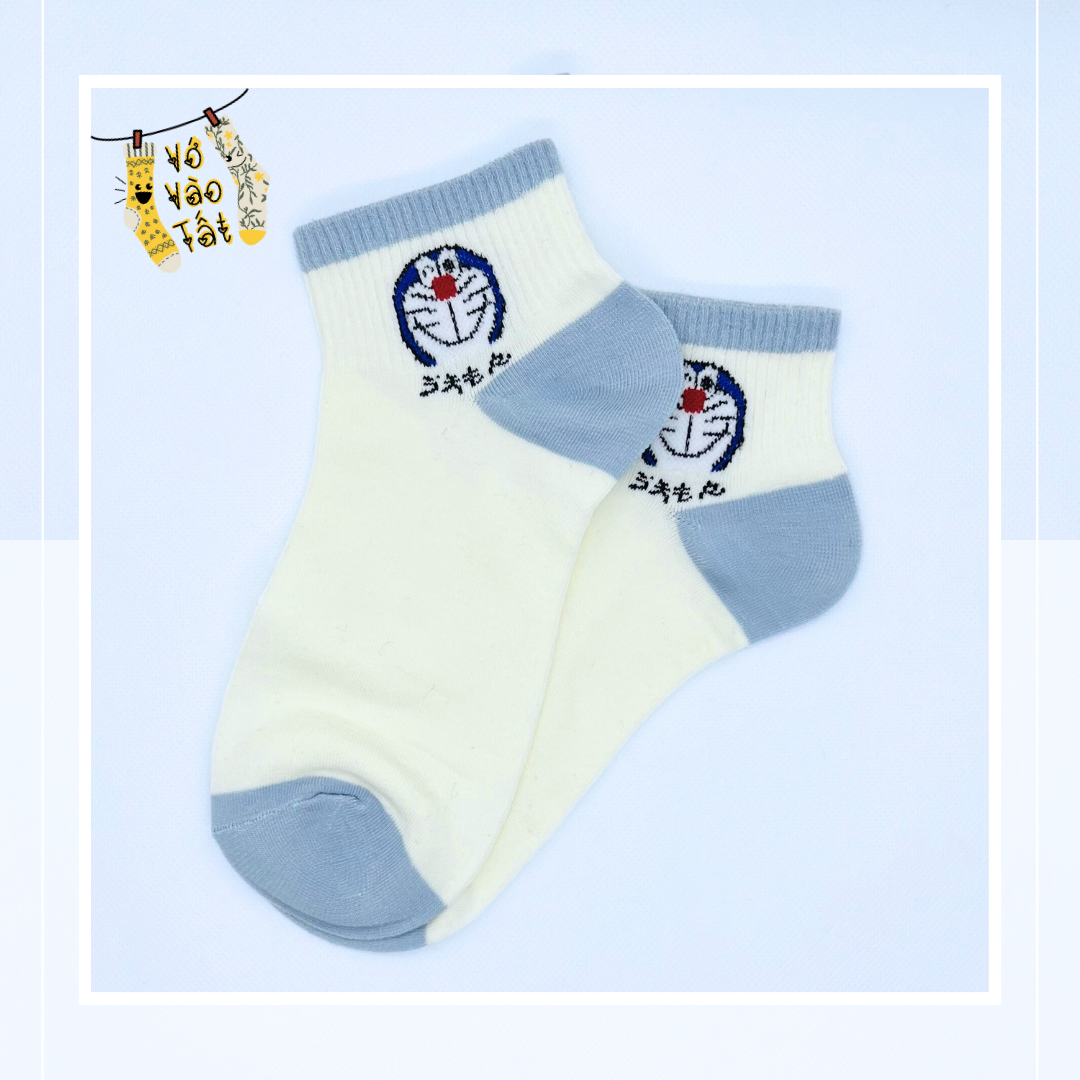 VỚ TẤT CỔ NGẮN DORAEMON XANH BIỂN NHẠT