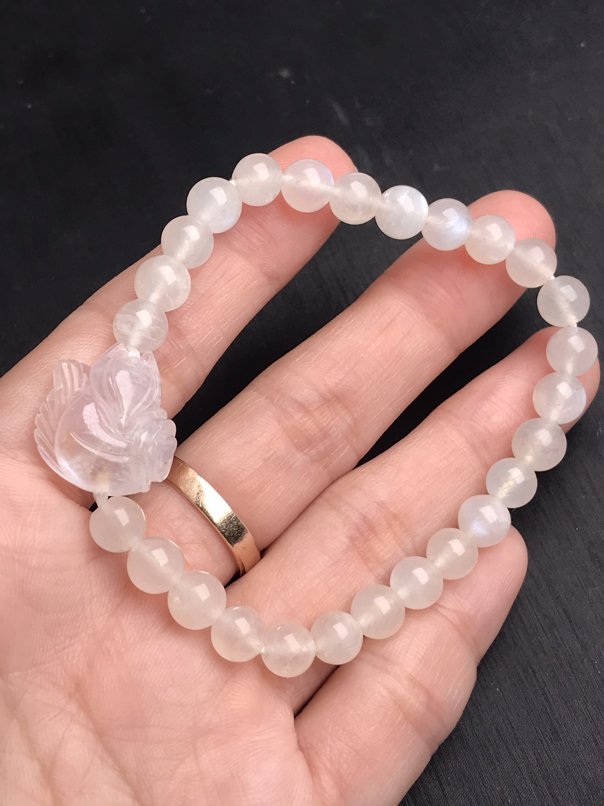 [FreeshipMAX] Vòng tay đá mặt trăng moonstone mix hồ ly 6mm