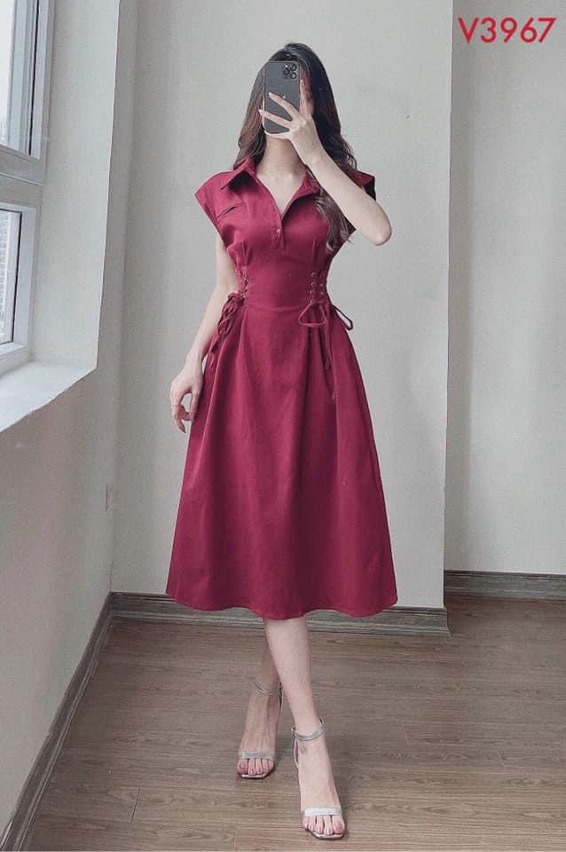 ĐẦM SƠ MI PHỐI DÂY NƠ 2 BÊN EO CỰC XINH