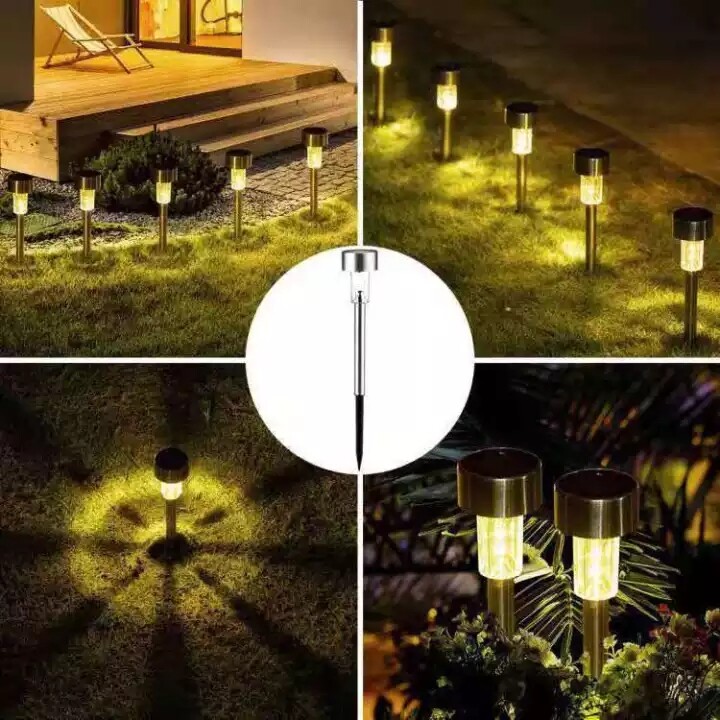 Vimite 6PCS Solar Lawn Light Outdoor Waterproof Automatic Garden Light Landscape Lighting Stainless Steel Pathway Lamp for House Yard Fence