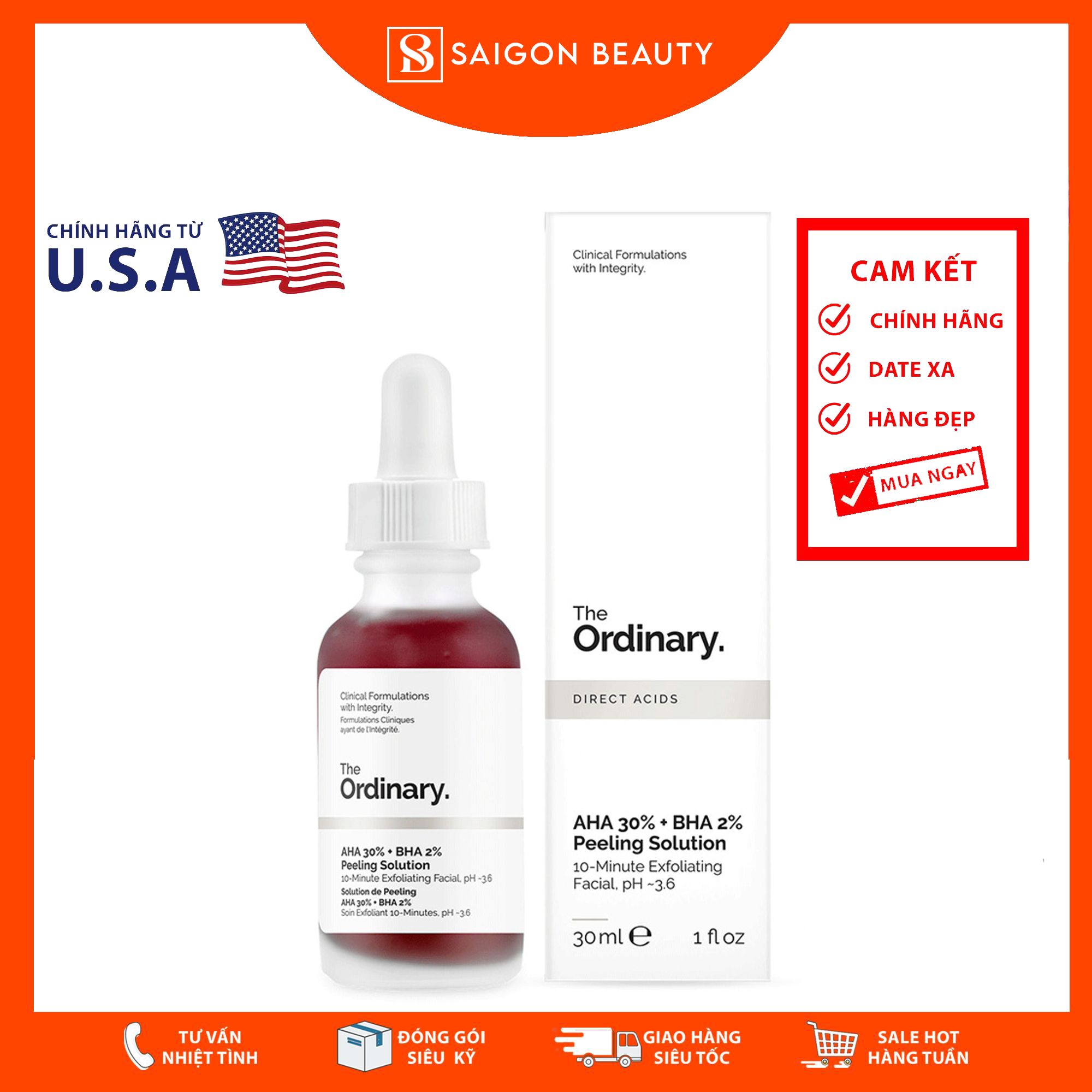 [HCM]The Ordinary AHA 30% + BHA 2% Peeling Solution (30mL)