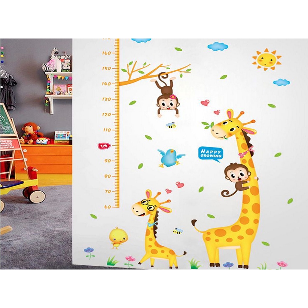 Decal dán tường đo chiều cao hươu mới