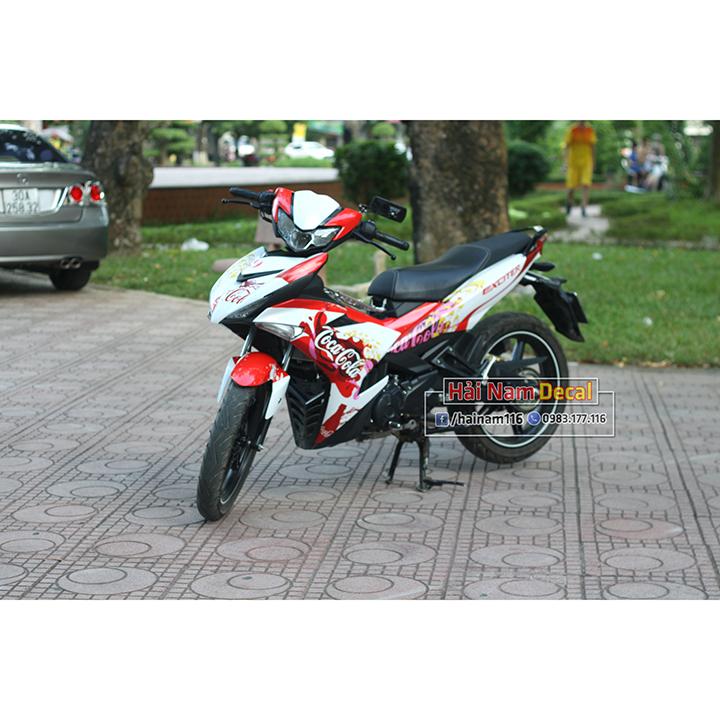 Tem trùm exciter 150 trắng đỏ coca cola