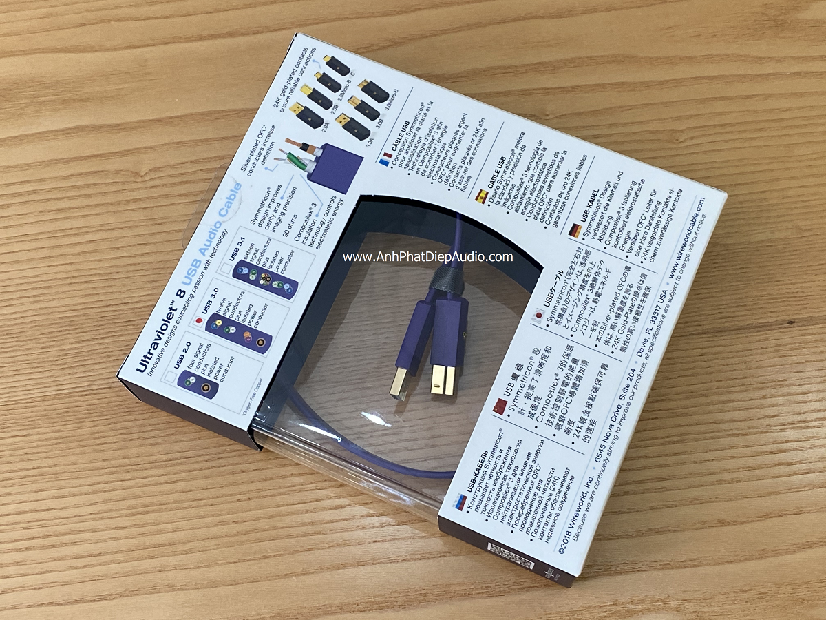 Dây usb WIREWORLD Ultraviolet 8 USB 3.0 A to B Audio Cables