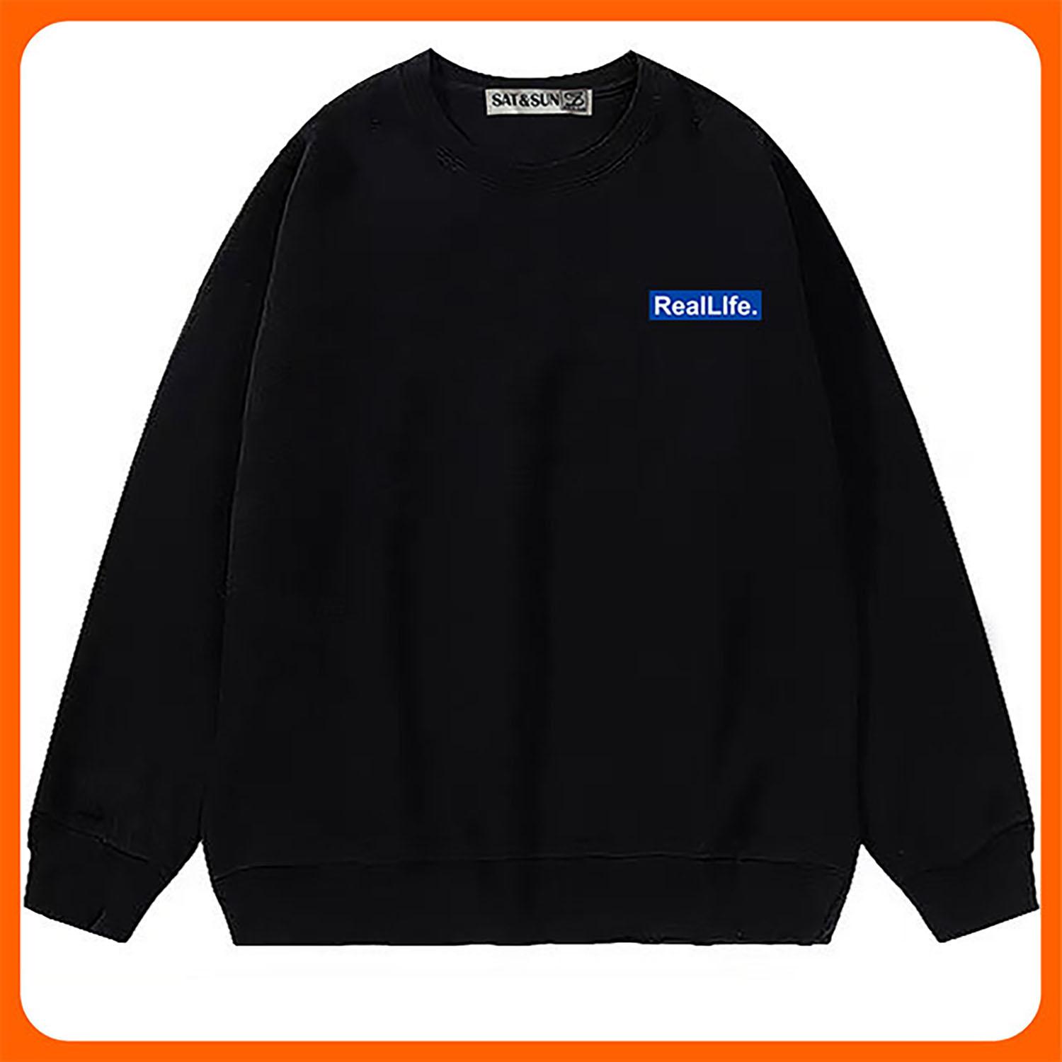 Áo Sweater Cổ Chui In Logo RealLife Chất Vải Nỉ Bông Mềm Mịn Form 40-65Kg