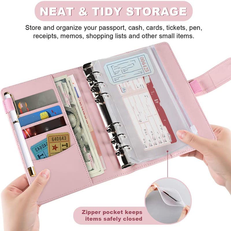 Set sổ tiết kiệm size a6 sổ còng bìa da sổ chi tiêu màu pastel hồng xanh vàng tím