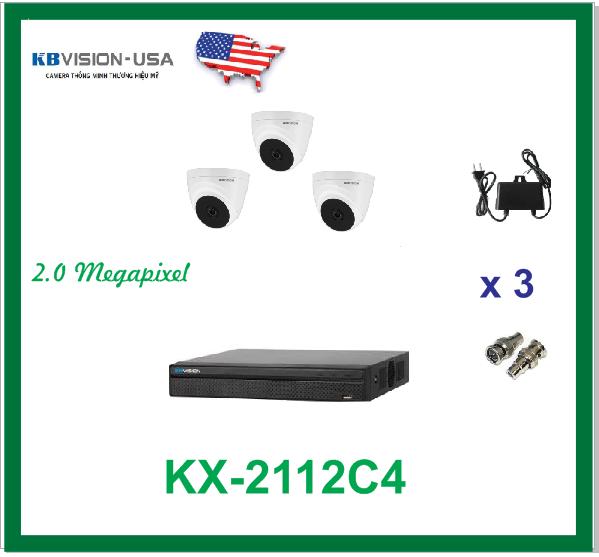 BỘ 3 CAMERA KBVISION KX-2112C4 2.0 MEGAPIXEL