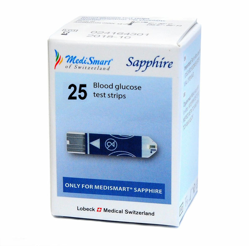 Que thử đường huyết Medismart Sapphire - Hộp 25 Que