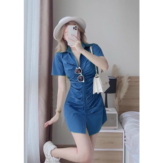 Đầm sơ mi rút eo 55-90 kg