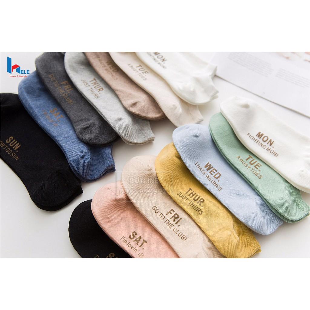 Set 7 đôi tất vớ 7 ngày 7 màu phong cách - vớ nam nữ mr. & miss zuing