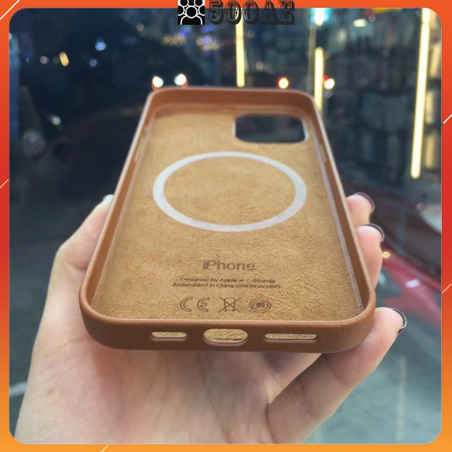 Ốp lưng da Leather Case Magsafe cho IPhone 12 Pro Max / 12 Pro / 12 (Da Bò Thật)