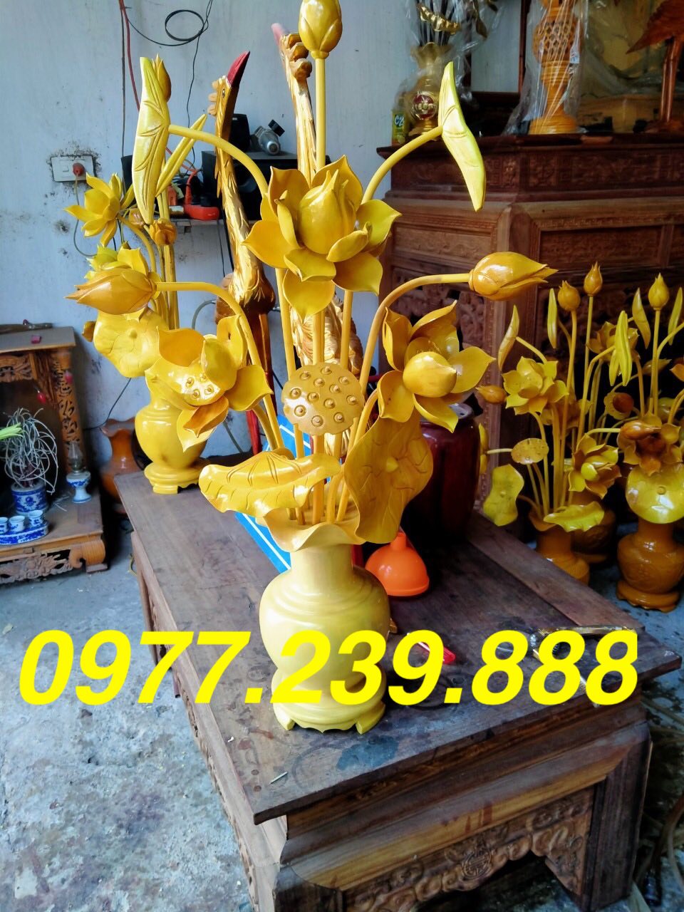 hoa sen gỗ mít 1 bình đẹp