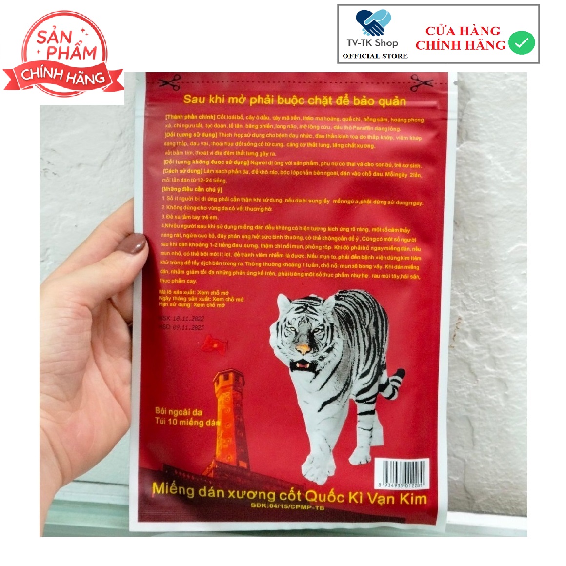 Bộ 10 miếng cao dán xương cốt hổ đỏ vạn kim - mẫu mới