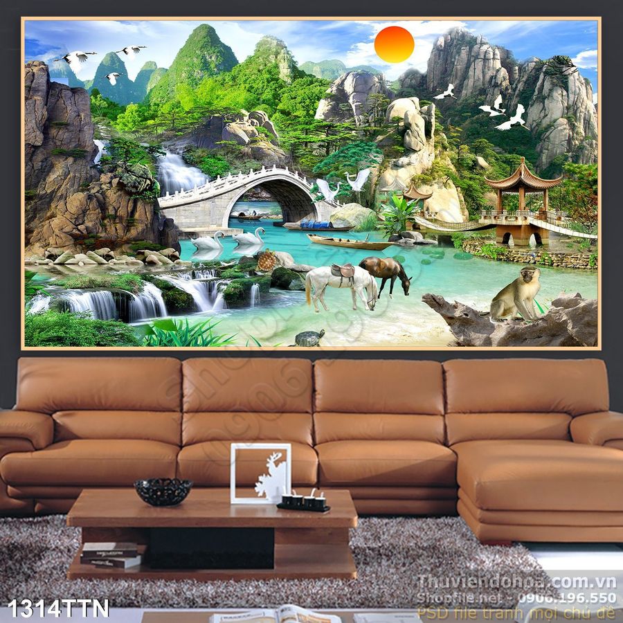 Tranh treo tường - Tranh treo tường phòng khách - Phong thủy - Hỗ trợ in khổ lớn - TT 1314