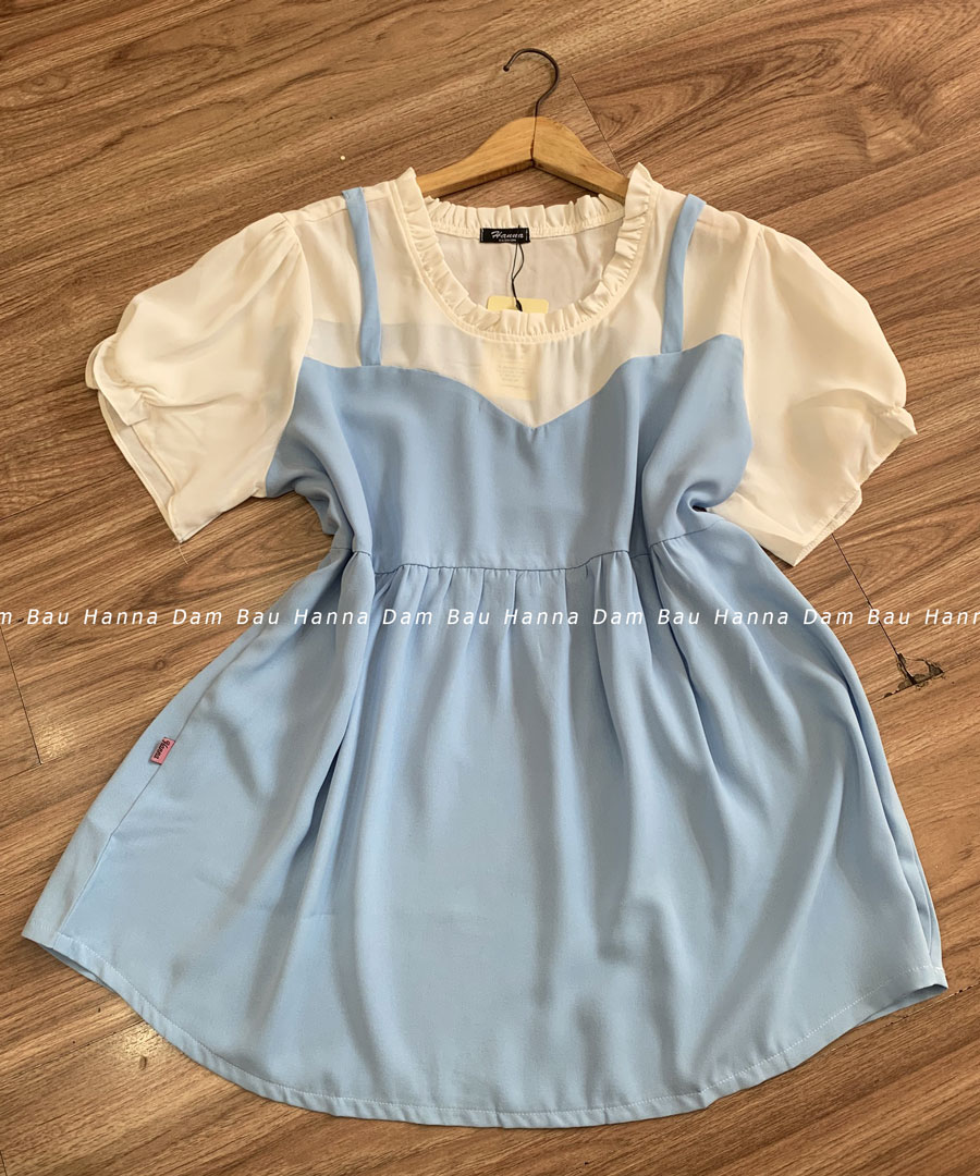 [Size 65-90kg] Áo bầu công sở giả yếm big size dễ thương cho mẹ bầu trẻ vải lụa cao cấp thoáng mát không xù không nhăn cho bé ty dễ dàng