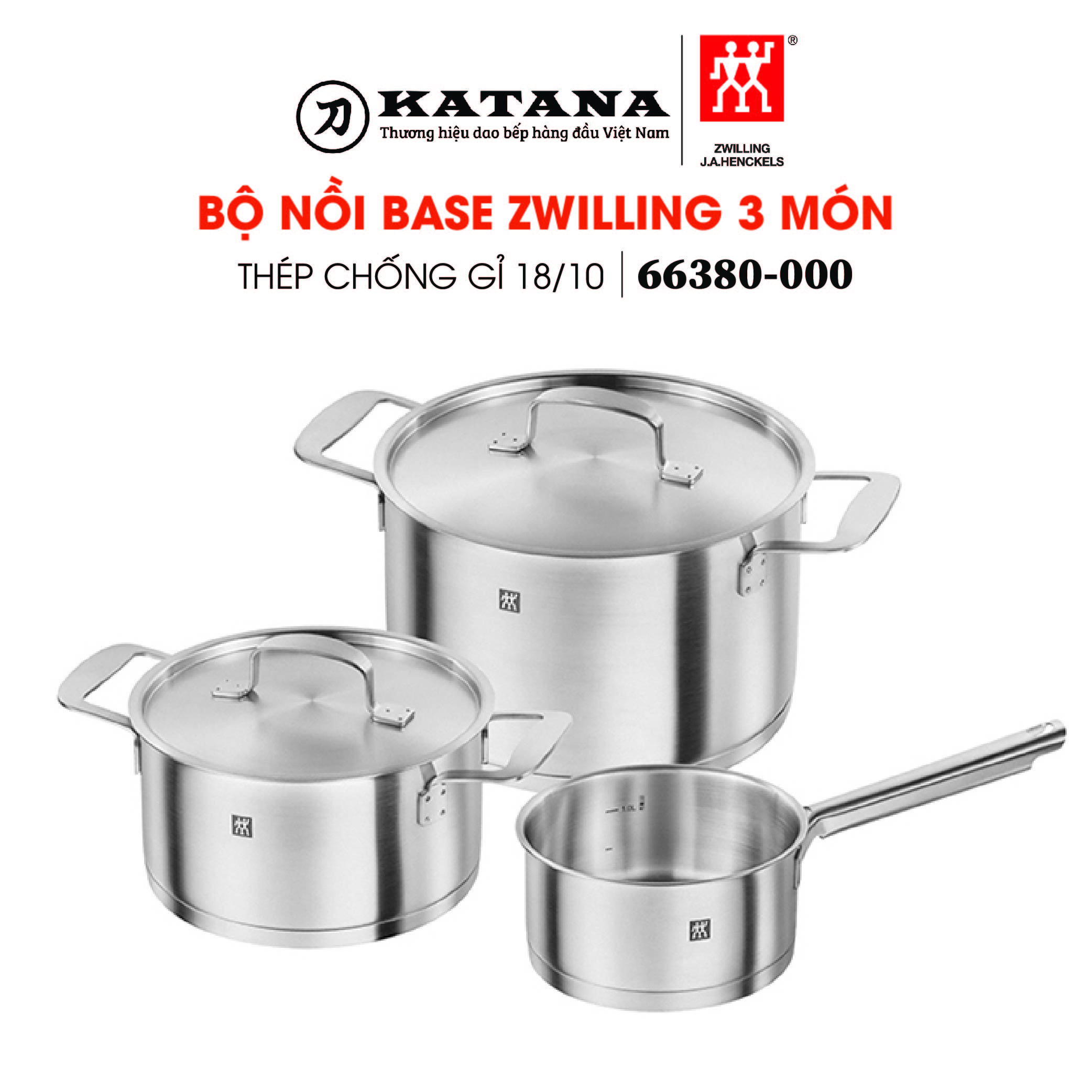 [Trả góp 0%]ZWILLING - Bộ nồi Base - 3 món