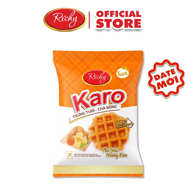 [HCM]Thùng 72 Bánh Karo Richy 26g (trứng tươi chà bông và phô mai hoàng kim)