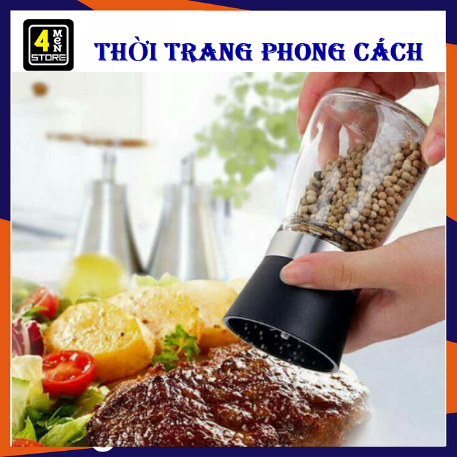 Lọ xay tiêu cầm tay thủy tinh , Cối xay tiêu , nắp chắc chắc tiện dụng và thông minh, Dụng cụ xay tiêu thủy tinh đa năng cầm tay, máy xay tiêu mini đa năng, hũ xay tiêu, bình đựng hạt tiêu