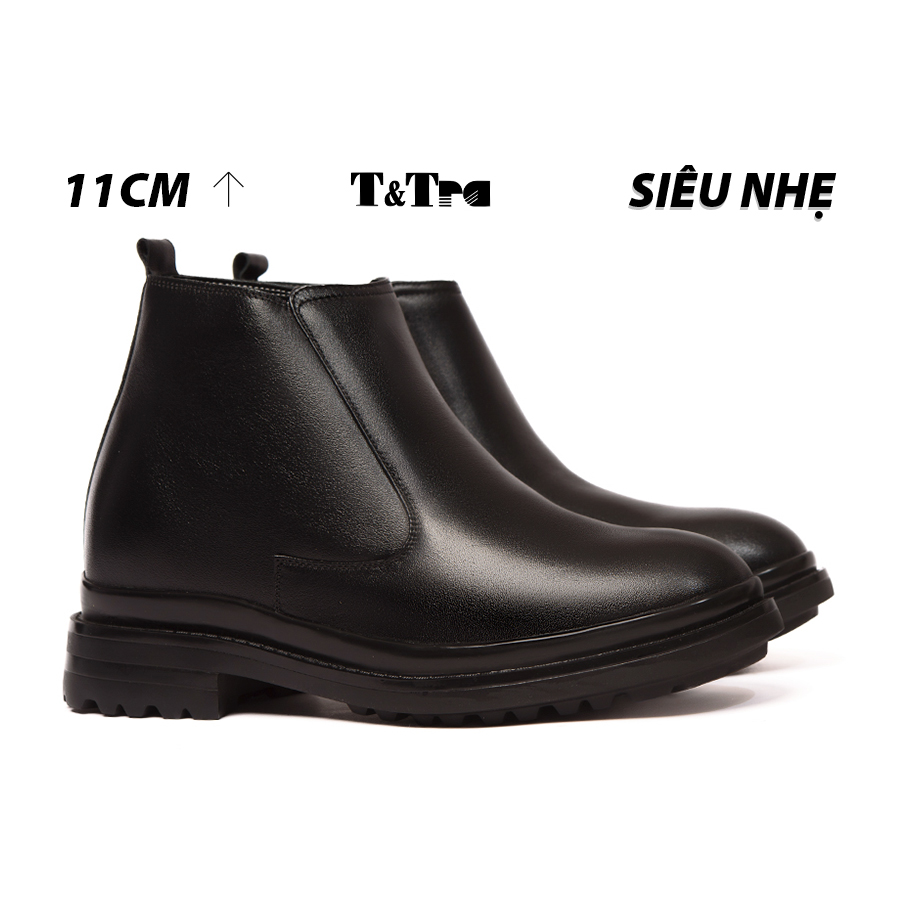 [11CM] Giày Cao Nam T&Tra T101 Đen - Nhẹ Hơn và Ít Dốc Hơn
