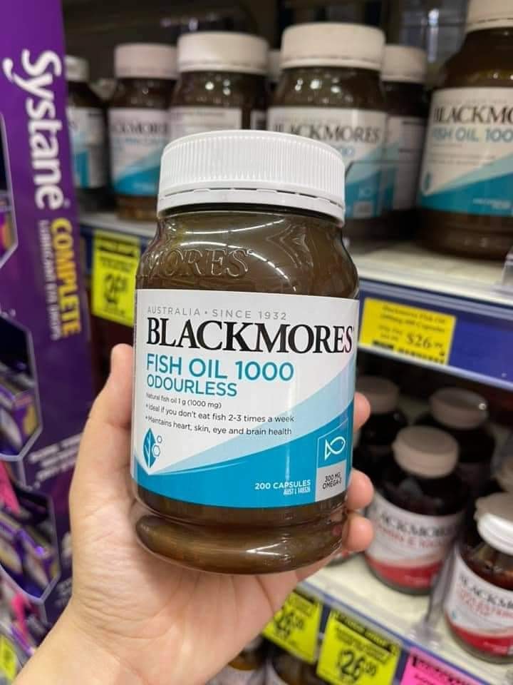 Dầu cá Blackmores Odourless fish oil không có mùi tanh 200 viên Úc