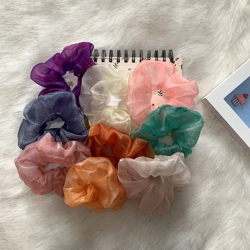 {Ảnh thật} Cột tóc vải hottrend scrunchies lụa ánh kim siêu đẹp