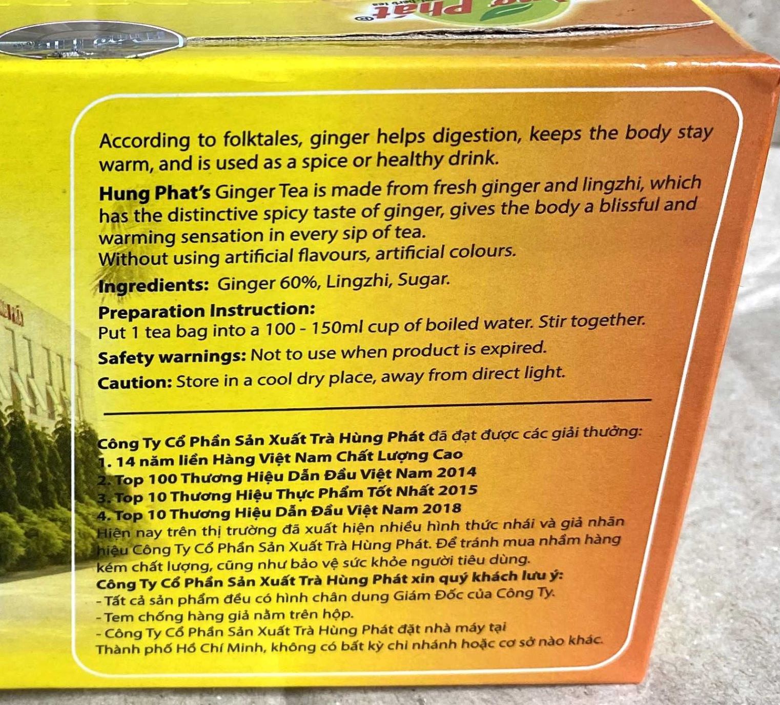 Trà Gừng Hòa Tan HÙNG PHÁT Hộp 200g (20 gói x 10g)