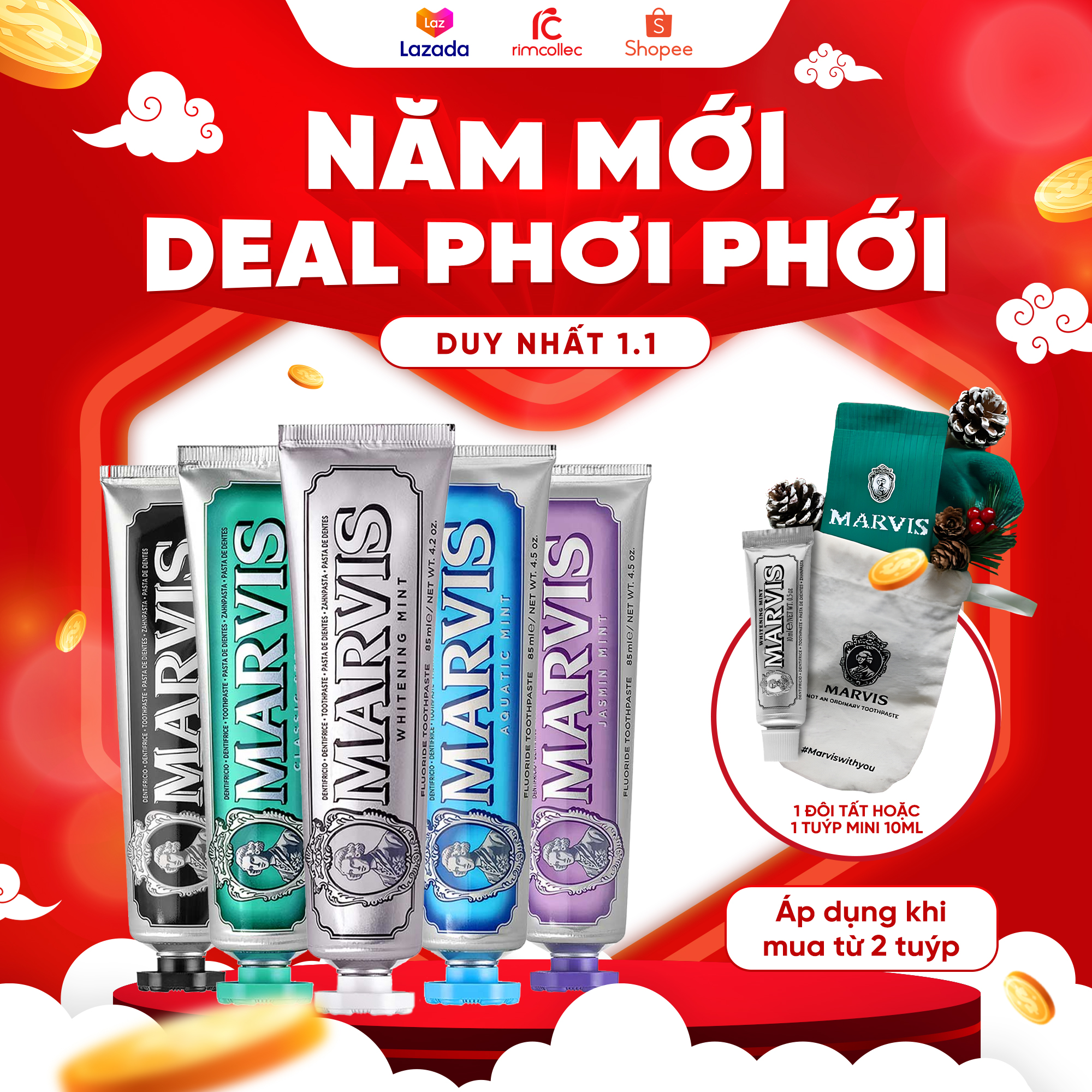Kem Đánh Răng MARVIS Whitening Mint Mini 10ML