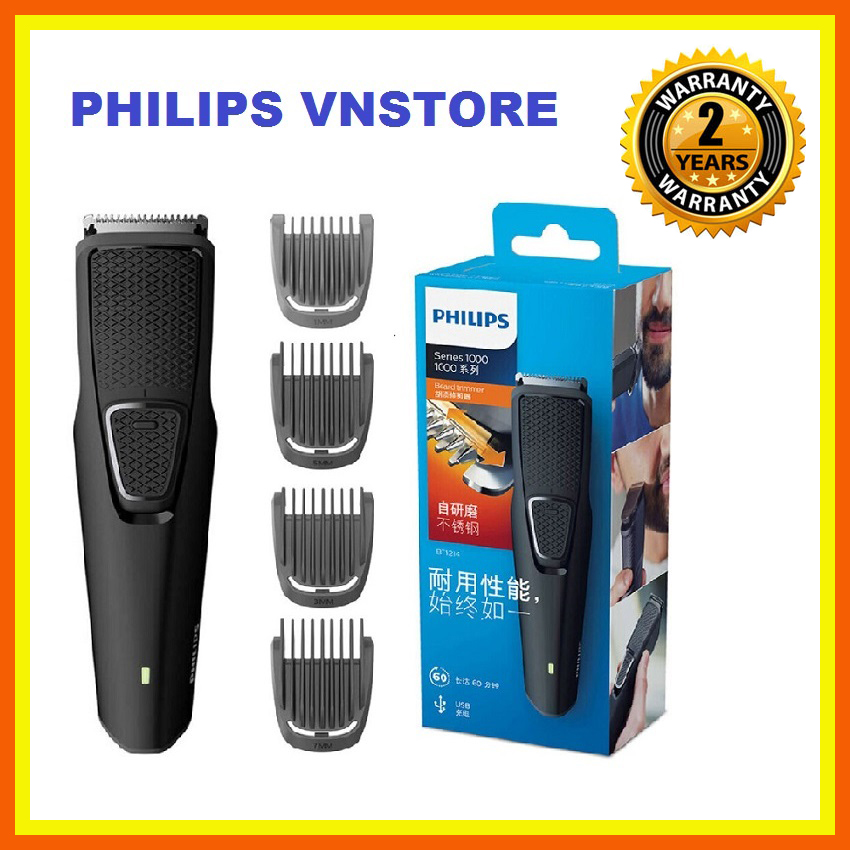 [HCM]Máy cạo tỉa kiểu râu Philips BT1214 vận hành bền bỉ hiệu suất ổn định lưỡi cắt bằng thép không gỉ 1 lược tỉa râu ngắn 3 lược tỉa ria mép