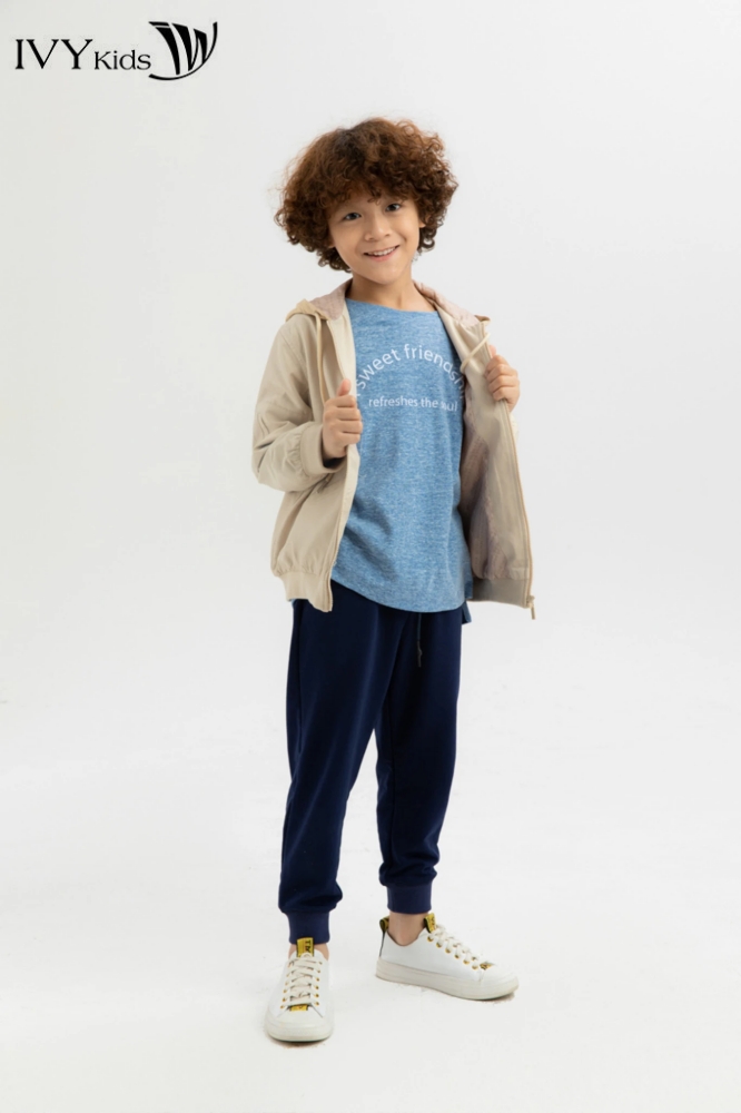 Áo khoác thu khaki bé trai IVY moda MS 77K1154