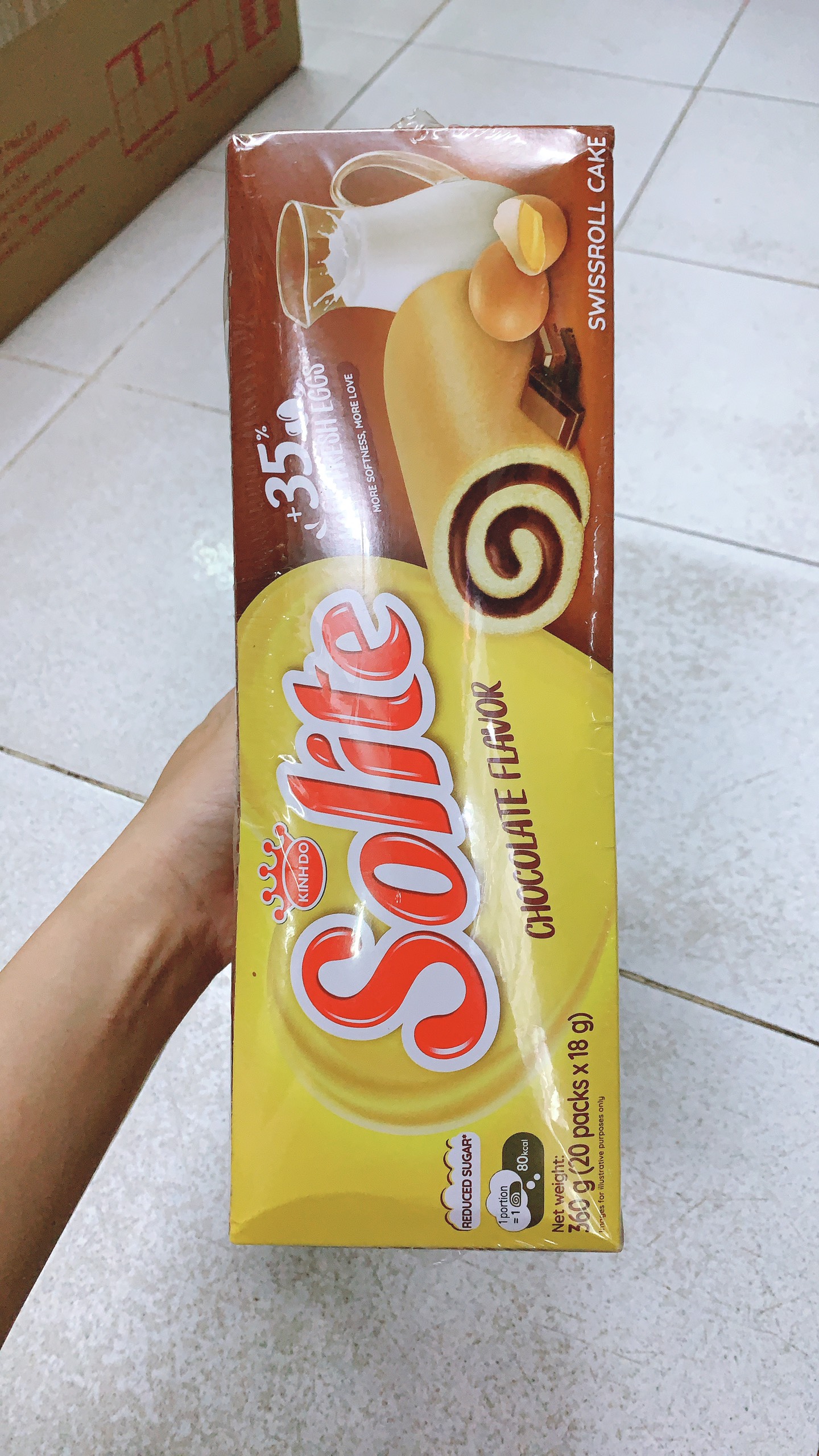 [socola/ dâu/ dứa/bơ sữa]Bánh Solite bông lan cuộn kem 360g (20 pack*18g)