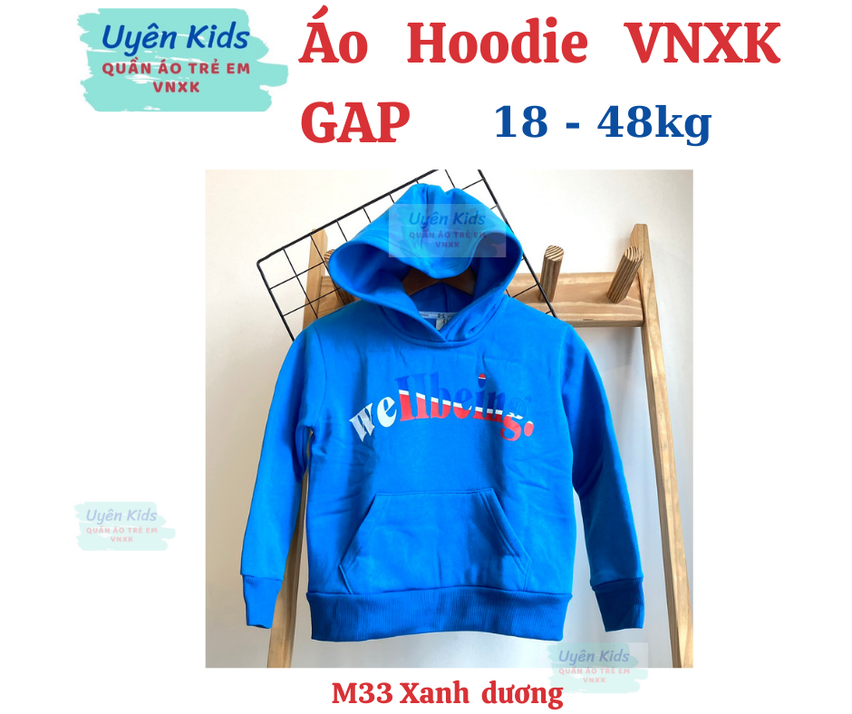 Áo Hoodie G.AP VNXK, áo khoác nỉ có mũ, áo khoác hoodie trẻ em, áo khoác bé trai, áo khoác vnxk 18-48kg