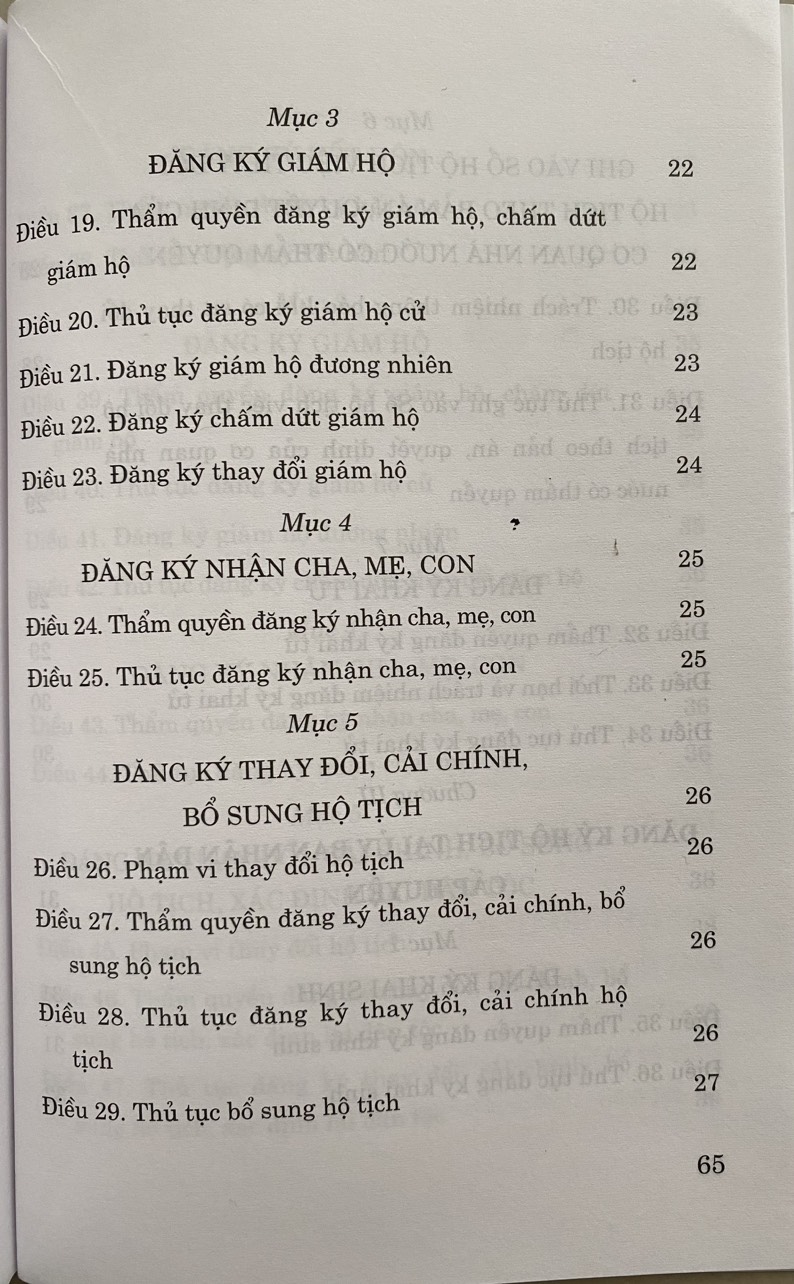 Luật Hộ Tịch ( hiện hành )