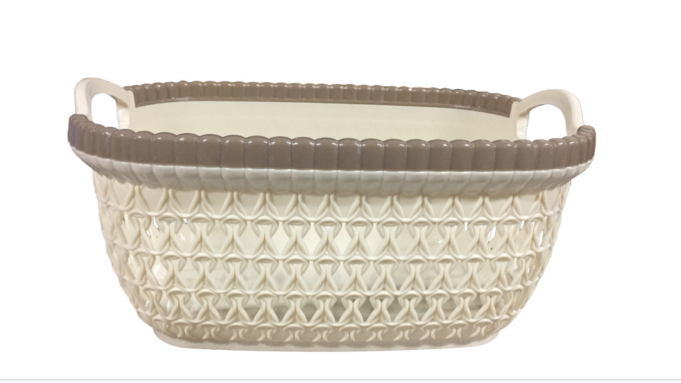 Giỏ nhựa giả mây đựng đồ đa năng, Rổ đựng quần áo, vật dụng nhựa đan giả mây có tay cầm phong cách Hàn Quốc 4 size (màu ngẫu nhiên)