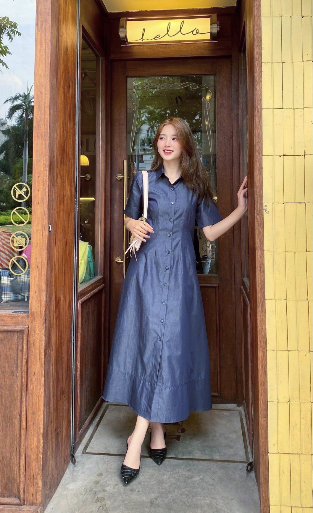 AfterBefore | Đầm denim midi 2 màu