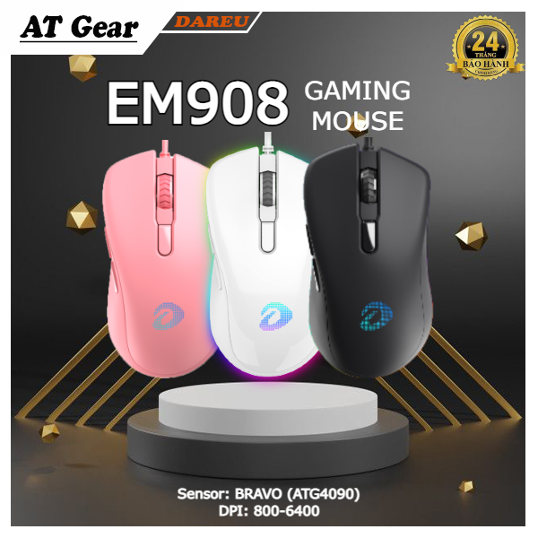 Chuột Gaming DAREU EM908 LED RGB, BRAVO sensor