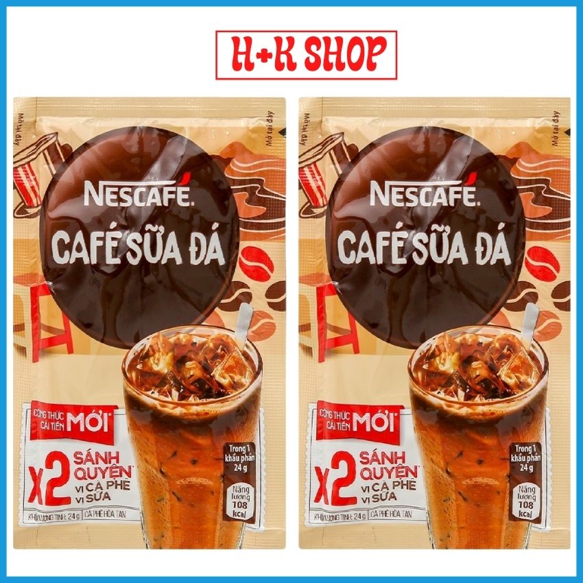 [HCM] NESCAFE cà phê sữa đá X2 sánh quyện (Hộp 10 gói x 24g) MNCFSĐ01